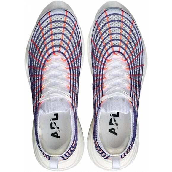 NEW APL women's techloom zipline shoe in white / blue haze / impulse red